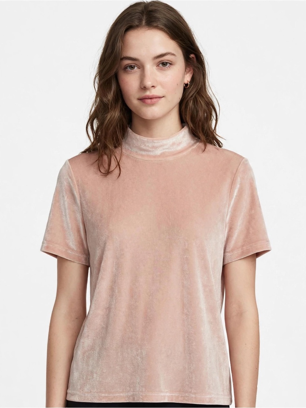 Madewell Velvet Crewneck Tee XL — Blush Pink Minimalist Essential